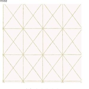 NuWallpaper NUS3577 Gold Get in Line Peel Stick Wallpaper White & Off-White NWT